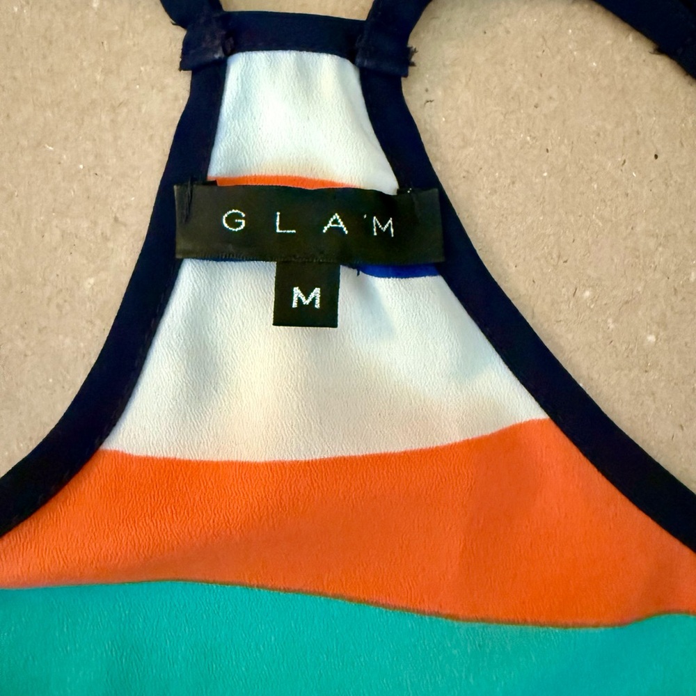 NWOT Razorback strappy bright stripped dress by Glam, Sz Med - Picture 3 of 4
